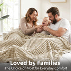 HIMEET Linen Twin Blanket for Bed, 300GSM Ribbed Fleece, 60 x 80 Inches