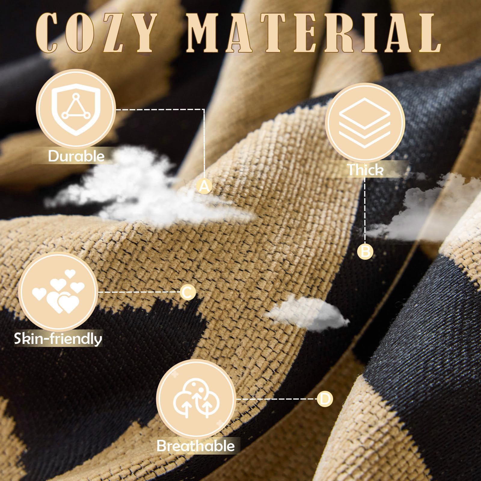 HANDONTIME Boho Geometric Couch Covers for Sofa Pet Friendly Taupe and Black Sofa Covers Washable Chenille Couch Blanket Cover for 3 4 Cushion Couches Pet Protector Furniture Cover Soft, 71" X 134"