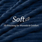 BEDELITE Fleece Throw Blanket for Couch - 300GSM Soft & Warm Fluffy Navy Blanket, Decorative and Giftable Striped Blankets for Women, Men, 50"x60"