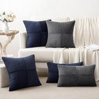MIULEE Grey Decorative Throw Pillow Covers 18x18 Inch for Couch Bed Sofa Pack of 2 Boho Farmhouse Throw Pillows Soft Cross Corduroy Patchwork Textured Cushion Cases