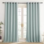 NICETOWN 100% Absolutely Blackout Linen Curtains with Thermal Insulated Liner, Seafoam Green, 62" Wide, 120" Length Energy Saving Curtains for Living Room 2 Panels Set, Vertical Blinds