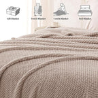 Whale Flotilla Extra Large Fuzzy Fleece Throw Blanket for Couch, 50x70 Inch Fluffy Warm Soft Jacquard Blankets for All Season, Lightweight and Cozy, Camel
