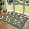 Othilic 3x5 Floral Entry Rug - Small Washable Indoor Outdoor Mats for Front Door Non-Slip Spring Porch Rug Sage Green Farmhouse Throw Rugs for Living Room Bedroom Entryway Kitchen Office Porch Decor