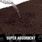 Smiry Dog Door Mat for Muddy Paws, Absorbent Dirt Trapper Non Slip Quick Dry Washable Chenille Mat for Mud Dogs, Entry Rug for Indoor and Outdoor (40x32 Inches, Brown and Black)