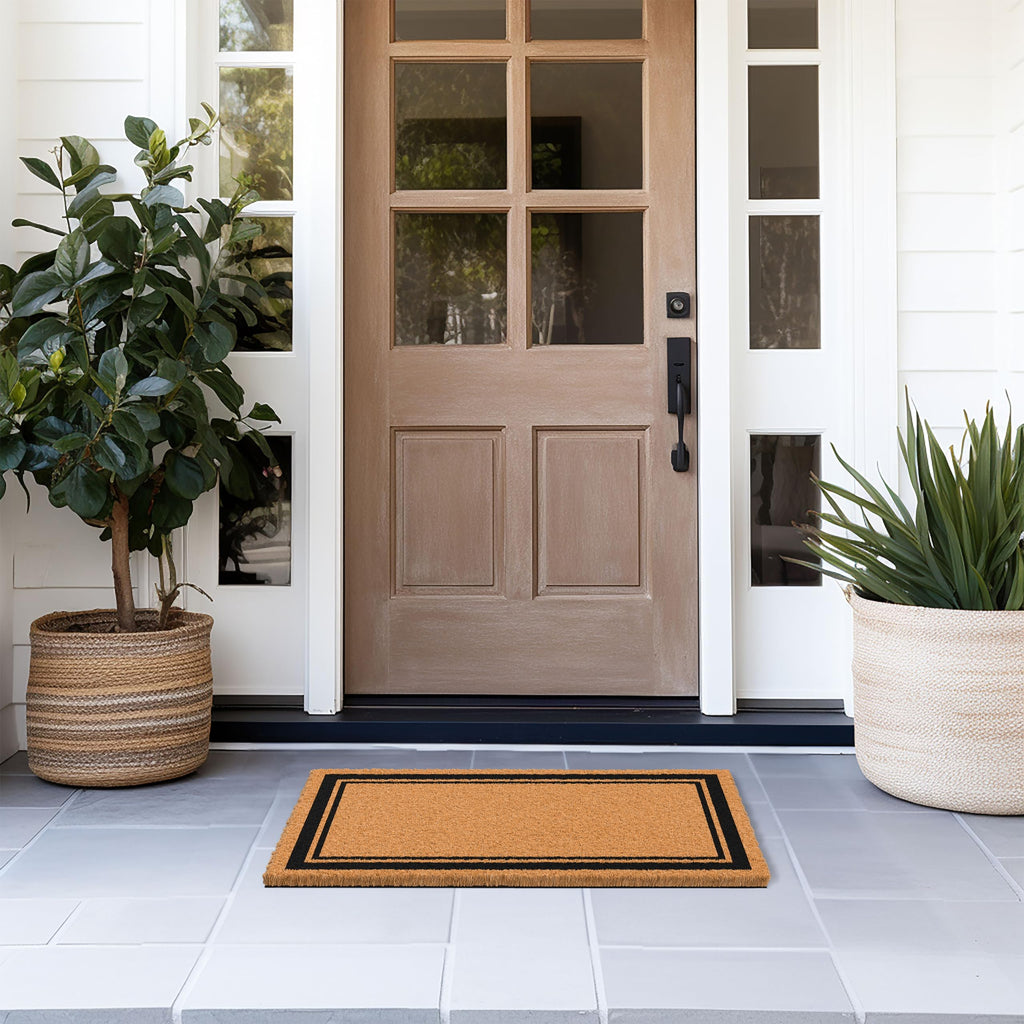 Barnyard Designs Natural Coco Coir Non-Slip Doormat (17x30, Border)