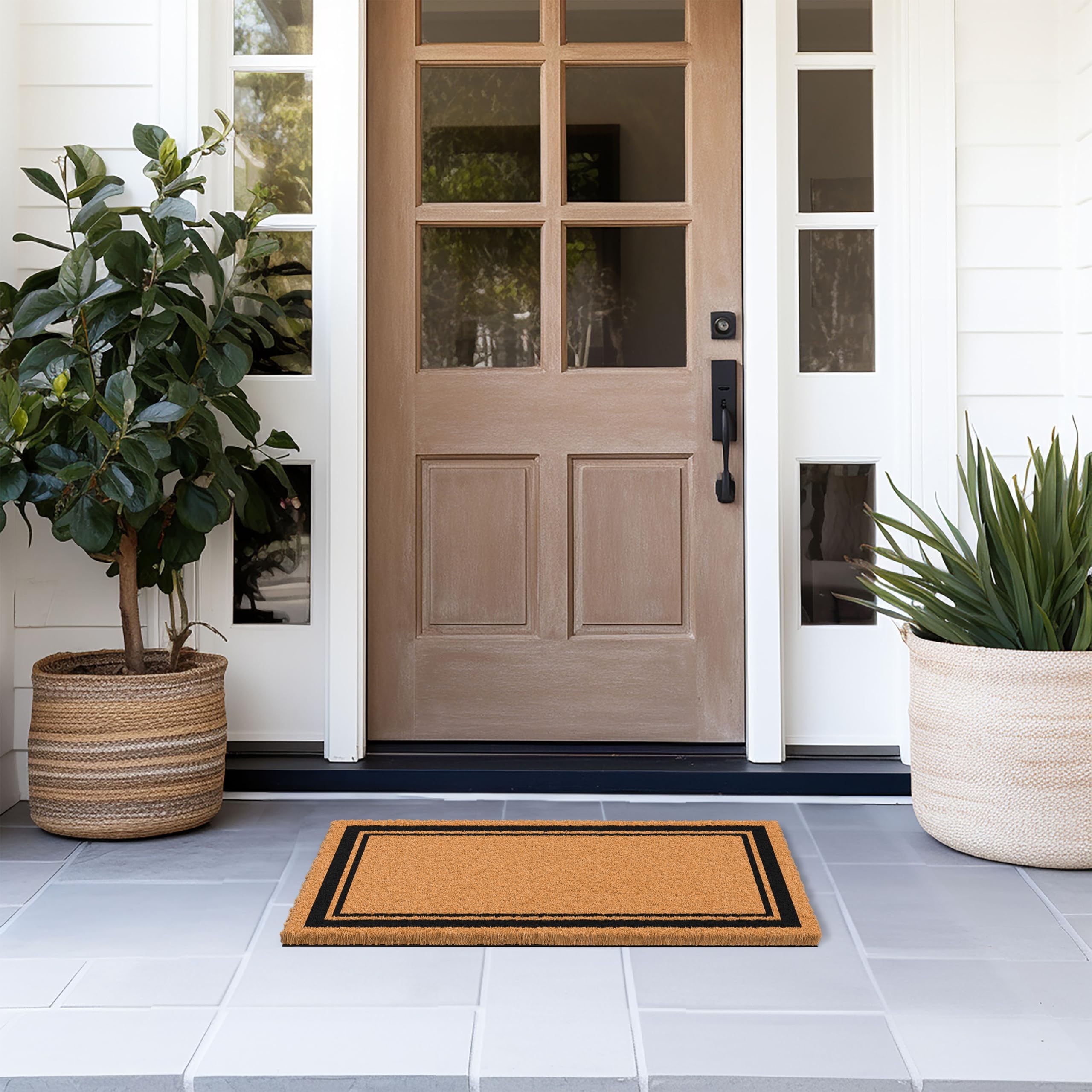 Barnyard Designs Natural Coco Coir Non-Slip Doormat (17x30, Border)