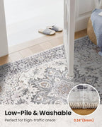 AMADA HOMEFURNISHING 9x12 Washable Area Rug, Low-Profile Large Area Rug with Non-Slip Backing & Durable Edge Binding, Vintage Large Rugs for Living Room, Bedroom & Dinning Room