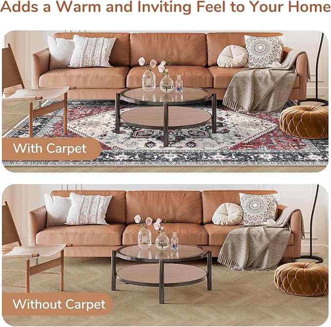 OPPODREAM Soft Area Rugs 5x7, 5x7 Washable Rug with Non Slip Backing, 5 x 7 Faux Cashmere Low-Pile Carpet, Black & Red