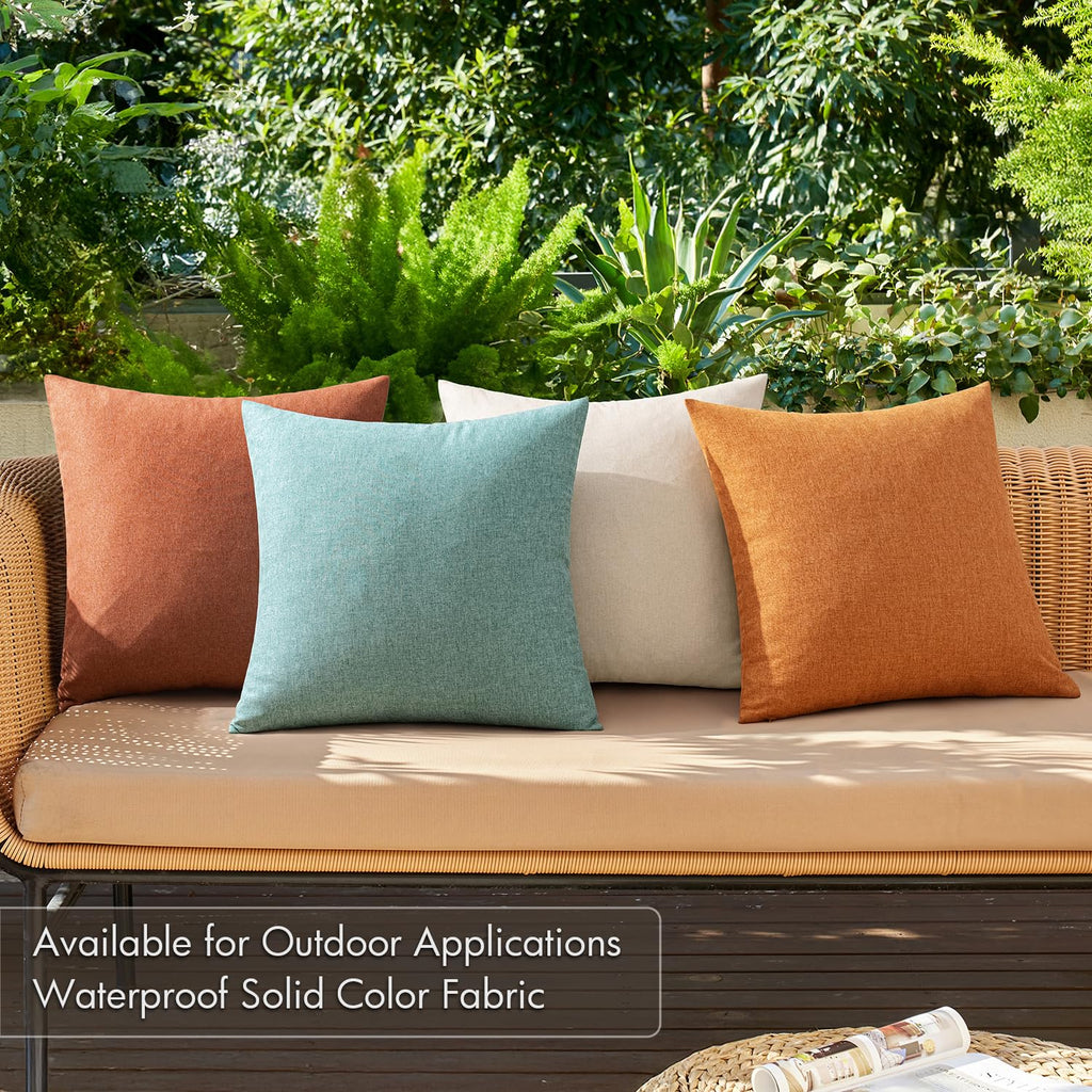 MIULEE Pack of 4 Decorative Outdoor Throw Pillow Covers Linen Waterproof Pillow Covers Summer Farmhouse Cushion Cases for Patio Garden Tent Balcony Couch Sofa 18x18 Inch Orange Rust