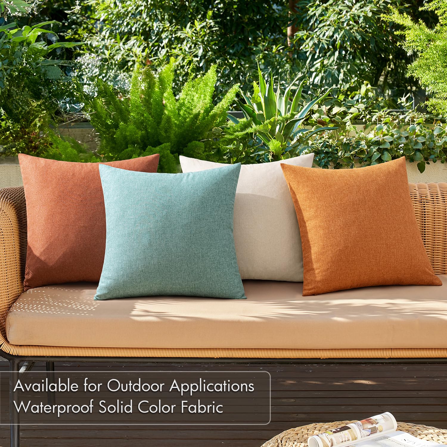 MIULEE Pack of 4 Decorative Outdoor Throw Pillow Covers Linen Waterproof Pillow Covers Summer Farmhouse Cushion Cases for Patio Garden Tent Balcony Couch Sofa 18x18 Inch Orange Rust