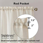 Simplebrand Natural Linen Textured Sheer Curtains 63 Inch Length 2 Panels, Rod Pocket Solid Color Window Sheer Curtain Panels, Elegant Curtains & Drapes for Living Room, Bedroom (40" W x 63" L)