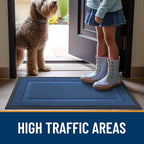 OLANLY Front Door Mat Indoor Outdoor Entrance, Waterproof All-Season, All-Weather Doormat, Sturdy Natural Rubber, Low Profile, Easy Clean Patio Porch Entryway Mat, 59x23, Navy Blue