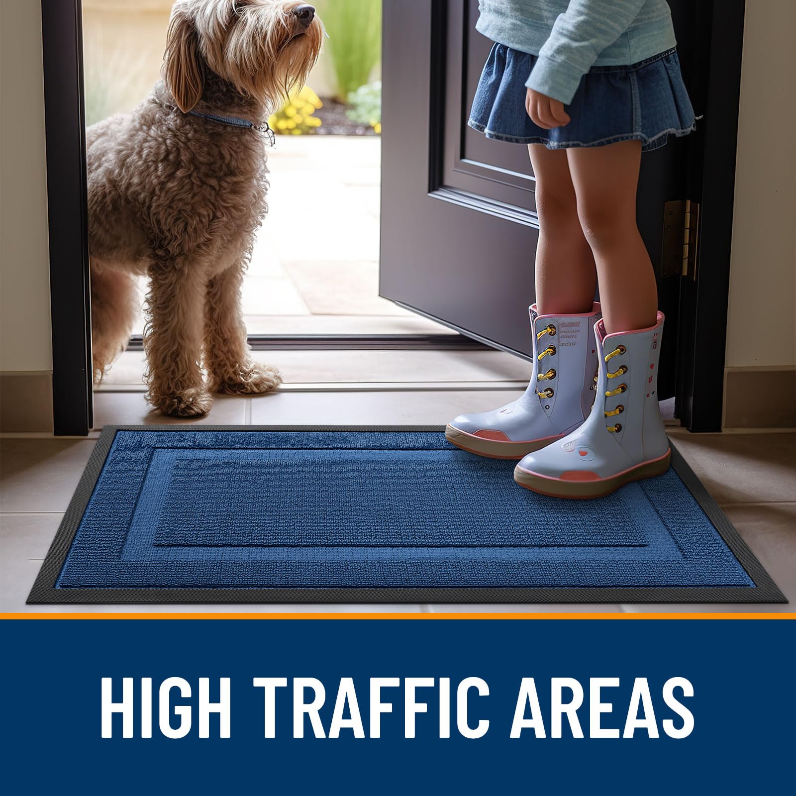 OLANLY Front Door Mat Outside 29.5x17, All-Season Heavy-Duty Rubber Doormat