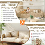 HANDONTIME Washable Couch Covers for Sofa Boho Couch Covers for 3 Cushion Sofa Pet Friendly Camel Chenille Jacquard Couch Protector for Dogs Plant Branch Sectional Cover Sofa Slipcovers, 71" X 118"