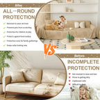 HANDONTIME Washable Couch Covers for Sofa Boho Couch Covers for 3 Cushion Sofa Pet Friendly Camel Chenille Jacquard Couch Protector for Dogs Plant Branch Sectional Cover Sofa Slipcovers, 71" X 118"