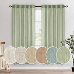 MIULEE Sage Green Linen Curtains 72 Inch Length 2 Panels for Bedroom Living Room, Soft Thick Linen Textured Window Drapes Semi Sheer Light Filtering Back Tab Rod Pocket Burlap Look Decor, W37xL72