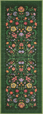 GarveeHome Floral Rug 2.5x10 Runners for Hallways, Boho Kitchen Runner Rugs Non Slip Bath Runners, Vintage Washable Runner Rug for Bedroom, Soft Long Rugs for Entryway Bathroom Laundry Dorm, Green