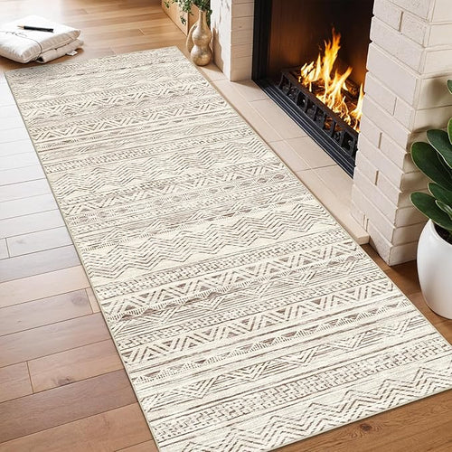 2x6 Runner Rug Washable Moroccan: Non Slip Kitchen Long Floor Mat Beige