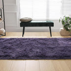 Tepook Soft Runner Rugs for Bedroom 2x6 ft with Rubber Backing, Purple Fluffy Rugs for Living Room, Shag Bedside Rug Fuzzy Plush Carpet for Room, Area Rug for Dorm Nursery Hallway Indoor Home Decor