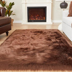 EasyJoy Ultra Soft Fluffy Shaggy Area Rug Faux Fur Rug Chair Cover Seat Pad Fuzzy Area Rug for Bedroom Floor Sofa Living Room (4 x 6 ft Rectangle, Coffee)