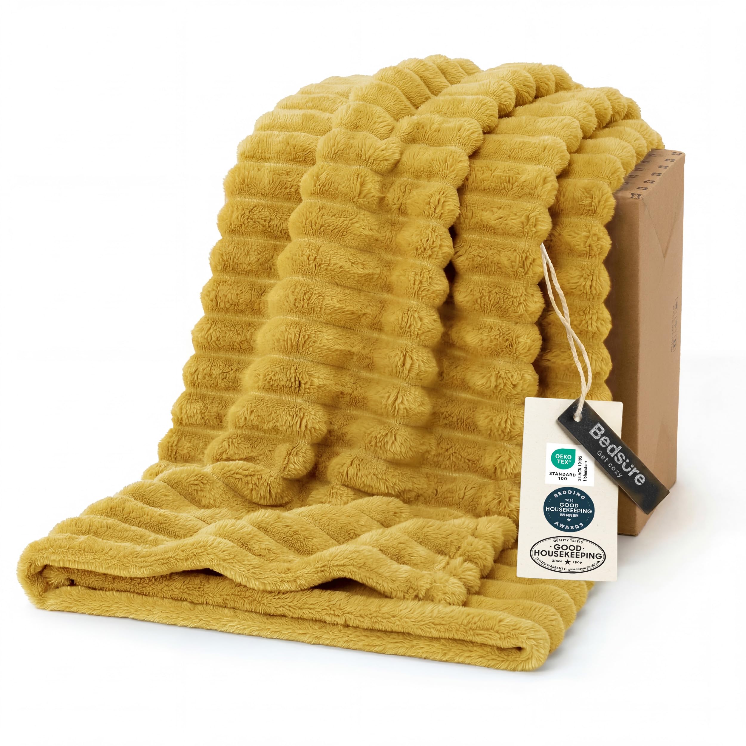 Bedsure Soft Twin Blanket for Bed Decor Gifts Yellow 60"x80"