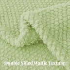 Whale Flotilla Extra Large Fuzzy Fleece Throw Blanket for Couch, 50x70 Inch Fluffy Warm Soft Jacquard Blankets for All Season, Lightweight and Cozy, Light Green