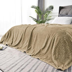 BEDELITE Fleece Blanket King Size – 3D Ribbed Jacquard Soft and Warm Decorative Fuzzy Blankets – Cozy, Fluffy, Plush Lightweight Throw Blankets for Couch, Bed, Sofa(Brown, 108x90 inches)