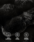 Ultra Soft Cozy Faux Fur Throw Blanket, Fuzzy Plush Thick Bubble Blanket, Luxury Fluffy Blanket for Couch, Sofa, Bedroom, and Living Room, 50x60 Inches, Black