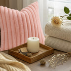 decorUhome Fall Faux Fur Throw Pillow Covers 20x20 Set of 2 Blush Pink
