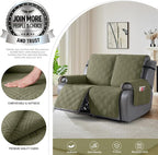 TAOCOCO 100% Waterproof Loveseat Recliner Covers 2 Seater, Split Loveseat Covers for Reclining loveseat, Non Slip Reclining Couch Cover with Double Straps for Kids, Pets(2 Seater, Green)