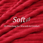 BEDELITE King Size Blanket for Bed, 300GSM Soft & Warm Fleece Blanket, Decorative and Giftable Striped Red Blankets for Women, Men, 108"x90"