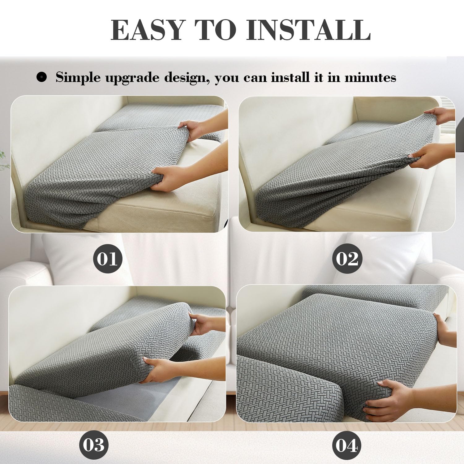 Disayu Sofa Covers Couch Covers for Sofa Pet Friendly Couch Cushion Covers Universal Sofa Covers Washable Stretch Slipcovers for Sectional Sofa (Texture Metal Gray,Chaise Cover)