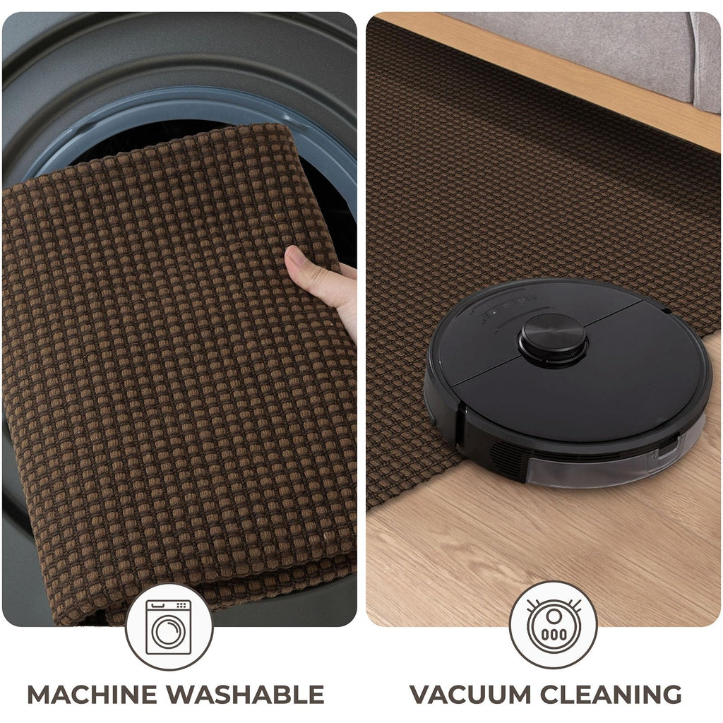 KOZYFLY Runners for Hallways 2x8 ft Washable Kitchen Runner Non Slip Rubber Backed Hall Runners Cotton Entryway Runner Rugs Floor Carpet for Indoor Backdoor Bedroom Kitchen, Reddish Brown/Coffee