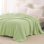 Whale Flotilla Twin Size Fuzzy Fleece Blanket for Bed, 60x80 Inch Fluffy Warm Soft Jacquard Blankets for All Season, Lightweight and Cozy, Sage Green