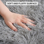 Tepook Super Soft Fluffy Rug for Bedroom, Modern Shaggy Fuzzy Kids Rugs for Living Room, Plush Indoor Nursery Home Decor Dorm Carpet with Non-Slip Bottom, Grey, 4 X 6 Feet