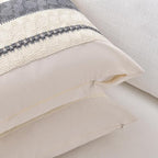 Fancy Homi Set of 1 Neutral Grey Farmhouse Decorative Throw Pillow Covers 16x16 Inch for Couch Bed Chair Indoors, Vintage Country Rustic Retro Room Decor, Soft Thick Cotton Handmade Woven Cushion Case