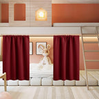 RYB HOME Basement Bathroom Kitchen Cafe Blackout Privacy Curtains, Short Insulating Light UV Heat Blocking Privacy Curtain Tiers for Laundry Room, Width 34 by Length 30, Burgundy Red, 2 Panels