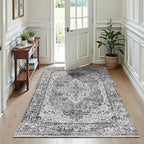 Lofus 5x7 Area Rugs for Living Room, Washable Area Rug, Rugs for Bedroom, Kitchen, Vintage Boho Carpet, Soft Non-Slip, Low Pile Large Area Rug for Office Dining Room, Vintage Dark Grey