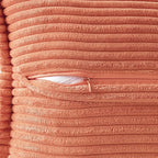 MIULEE Decorative Throw Pillow Covers for Couch Bed Livingroom 18x18 Inch Set of 2 Coral Red Boho Accent Throw Pllows Broadside Striped Patchwork Soft Corduroy Summer Pillowcases