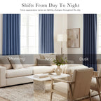 PONY DANCE Window Curtains Drapes - Energy Saving Back Tab/Rod Pocket Room Darkening Thermal Draperies Heavy-Duty for Kitchen, 52 by 54 inch, Blue Haze, 2 Panels