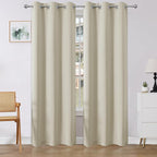 Joydeco Blackout Curtains 90 Inches Long 2 Panels Set, Thermal Insulated Long Curtains& Drapes 2 Burg, Room Darkening Drapes for Bedroom Living Room (Light Beige, W37 x L90 Inch)