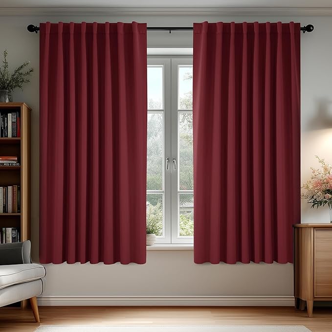 Deconovo Blackout Curtains for Bedroom, Living Room Curtains 63 Inches Long