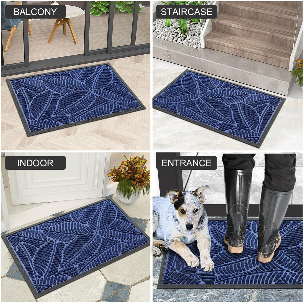 Colorxy Waterproof Front Doormat, Sturdy Natural Rubber Door Mat, 29.5x17