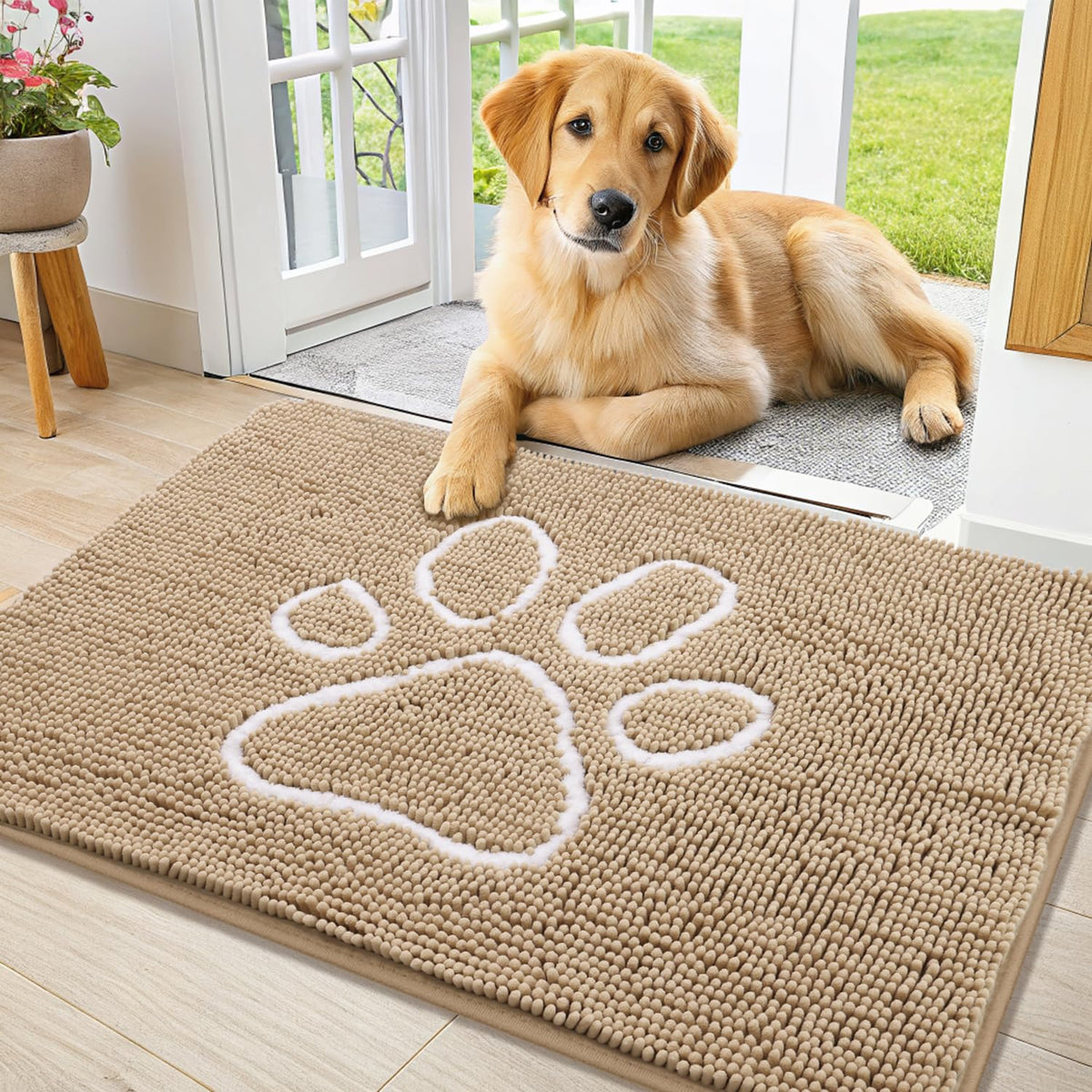 Smiry Dog Door Mat for Muddy Paws, Absorbent Non Slip Dirt Trapper, 36x24