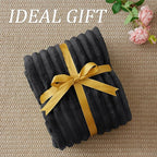BEDELITE Fleece Black Throw Blanket for Couch - 300GSM Soft & Warm Fluffy Black Blanket, Decorative and Giftable Striped Blankets for Women, Men, 50"x60"