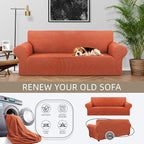KEKUOU Stretch Sofa Cover Slipcover ，Couch Covers for 3 Cushion Couch Sofa (78"-94") Furniture Protector 3 Seater Sofa with Elastic Bottom for Kids,Dog(Large,Pureed Pumpkin)