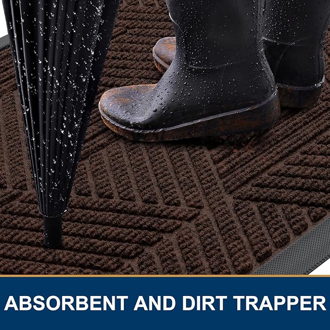 Smiry Front Door Mat Outside Entrance, Low Profile Rubber Doormat, 71x47