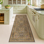 Hazo Haus Non Slip 2x5 Gold Brown Bathroom Runner Rug - Small Runner Rugs, Washable Kitchen Floor Mat, Bedroom, Laundry Room, Hallway Runner - Vintage Oriental Décor