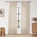 Nanspring Linen Curtains 84 Inch Length 2 Panels Set for Living Room Farmhouse Decor Light Filtering Semi Sheer Curtain Back Tab and Rod Pocket Neutral Luxury Rustic Coastal Drapes for Bedroom 52x84