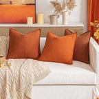 MIULEE Decorative Linen Pillow Covers 18x18 Inch Burnt Orange Boho Farmhouse Neutral Couch Throw Pillows for Bed Pack of 2 Accent Modern Pillowcase Summer Sofa Livingroom Home Decor